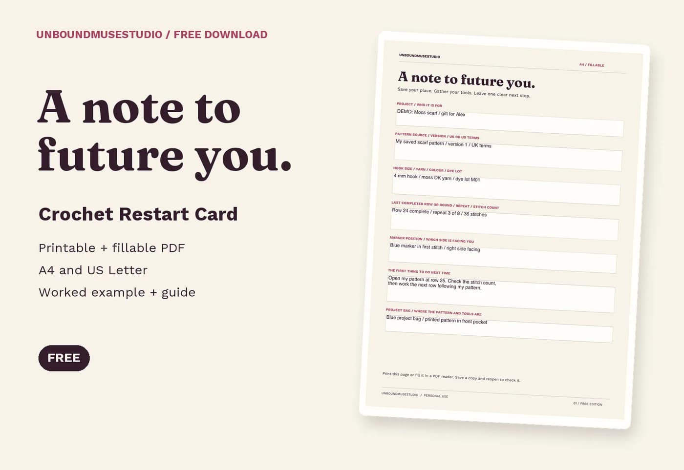 Free Crochet Restart Card preview